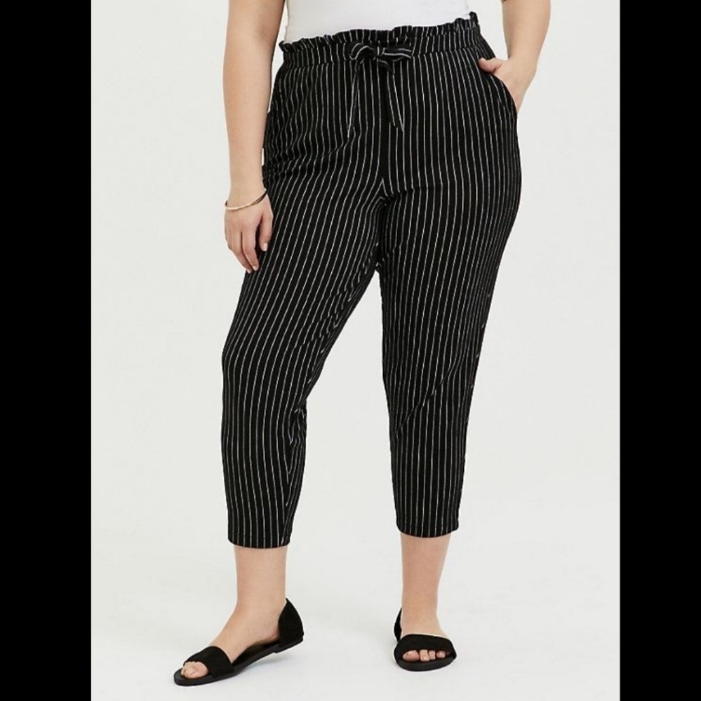 Lane Bryant | Stripe Paper bag Crop Pant